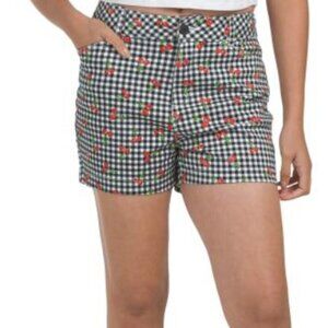 Bagatelle Black and White Gingham Shorts with Cherry Design